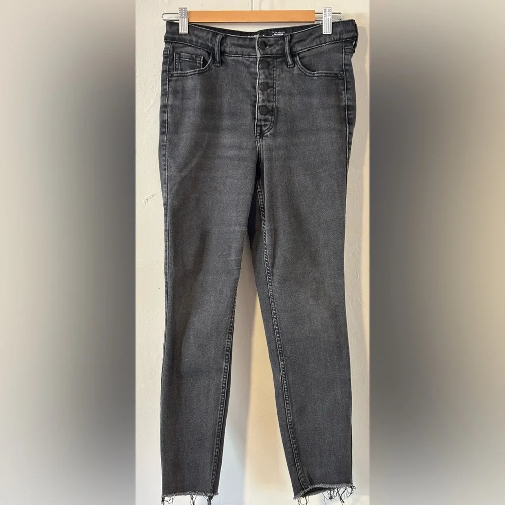 🌸Old Navy Rockstar Super Skinny High-Rise Button Fly Jeans Black/Gray Wash Sz. 6